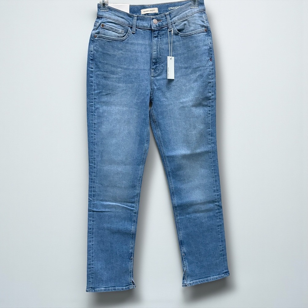 WARP+WEFT Straight Split Hem High Rise Light Wash Denim‎ Jeans Women's Size 8 29